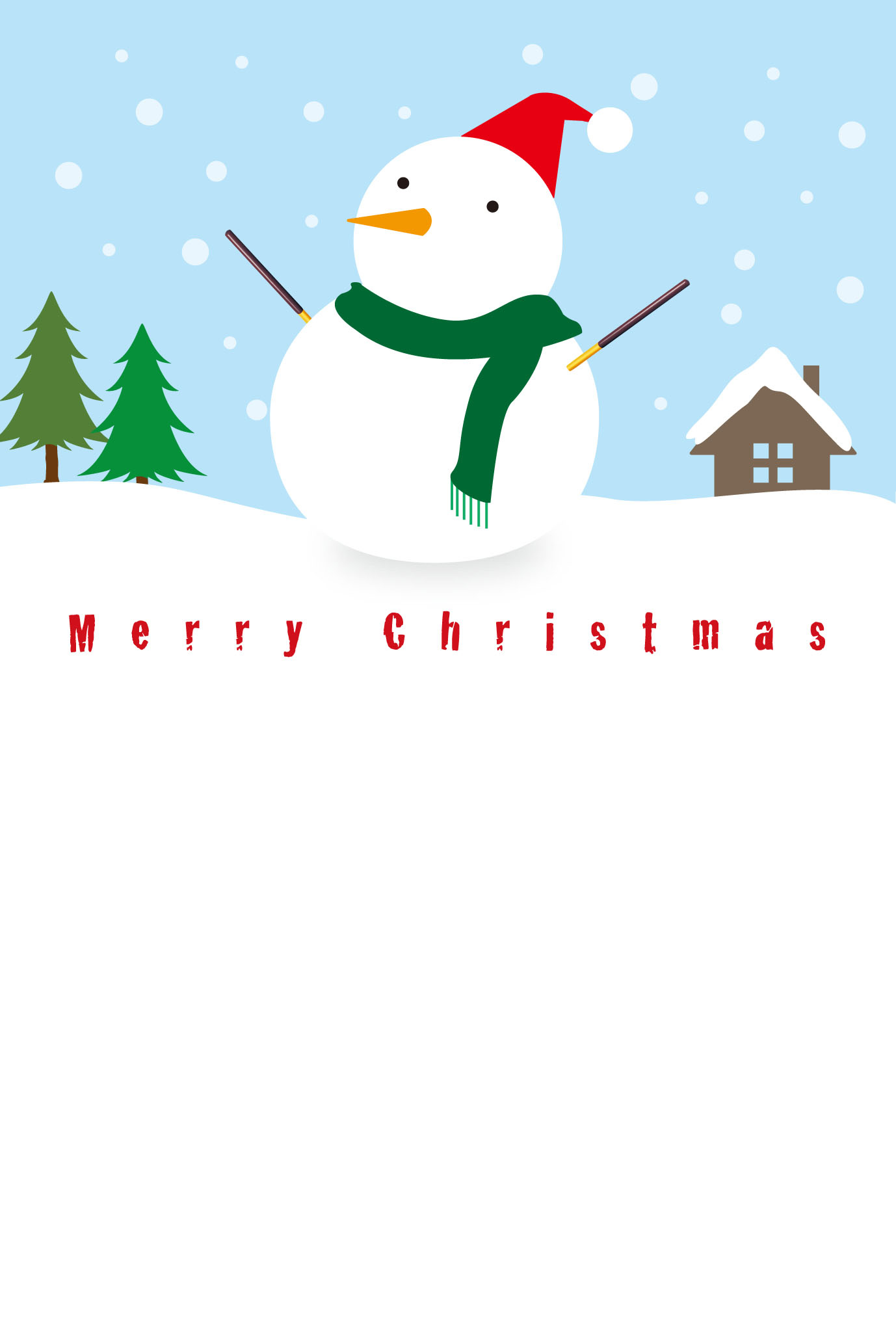 Merry Christmas 雪だるま 水色 ポッキーオリジナルクリスマスカード Pocky Street