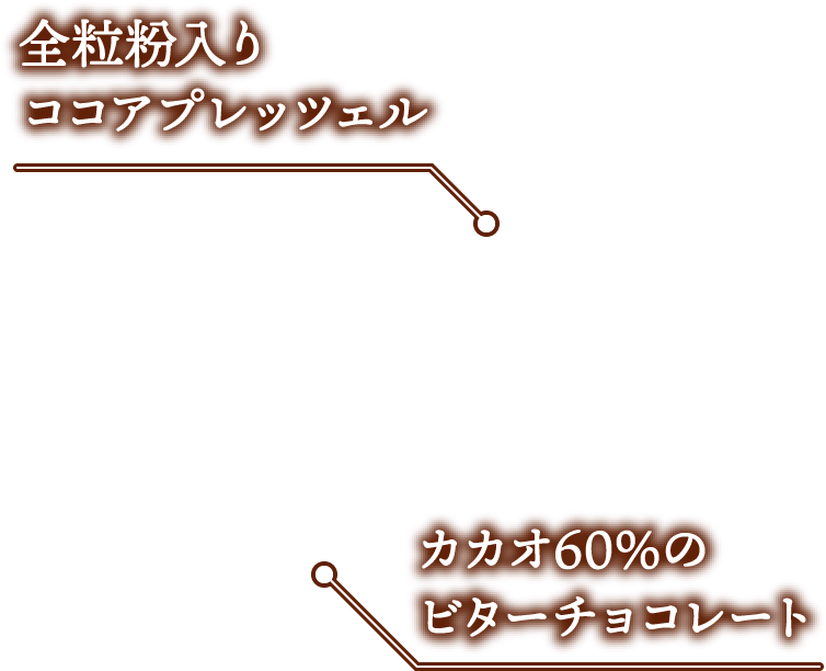 全粒粉入りココアプレッツェル　カカオ60%のビターチョコレート