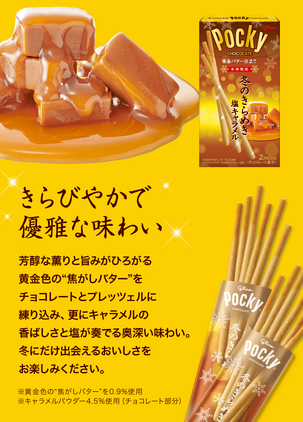 Glico Pocky 冬のきらめき 塩キャラメル 6袋入 冬のくちどけポッキー 冬のきらめきポッキー | Pocky